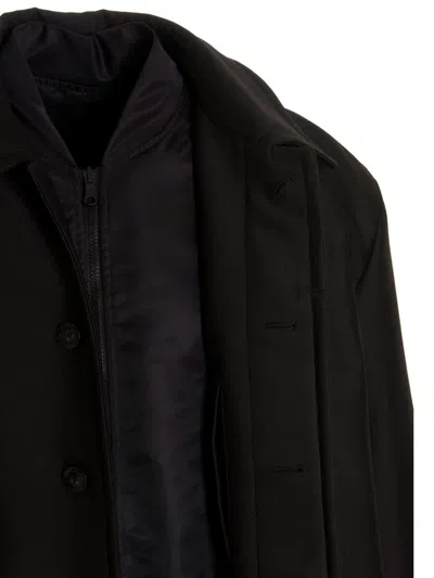 Valentino Pp Collection Reversible Long Coat In Black