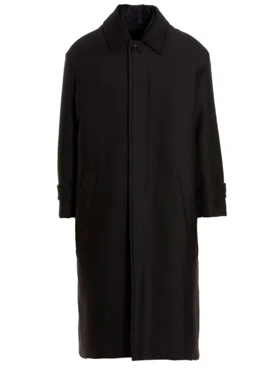 Shop Valentino Garavani  Pink Pp Collection Reversible Long Coat In Black