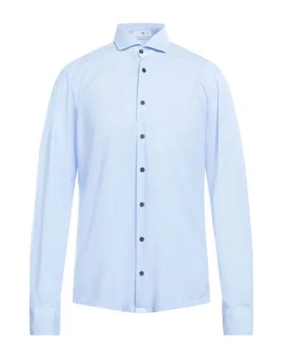 Pmds Premium Mood Denim Superior Man Shirt Sky Blue Size L Polyamide, Polyester, Elastane In Blue