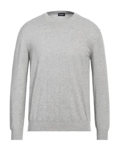 Drumohr Man Sweater Khaki Size 44 Lambswool In Grey