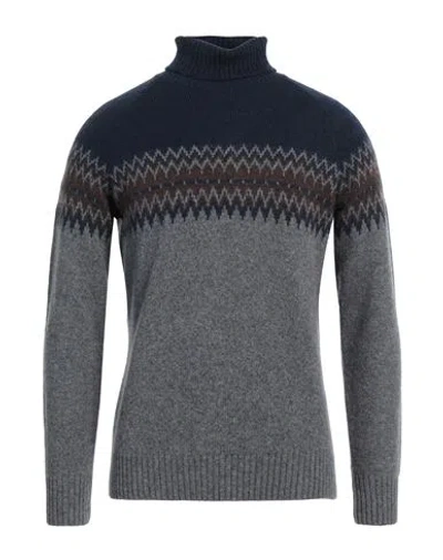 Ferrante Man Turtleneck Midnight Blue Size 40 Merino Wool, Polyamide In Blue