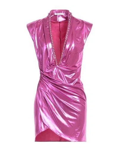 House Of Amen Woman Mini Dress Fuchsia Size 8 Polyester, Polyurethane, Elastane, Aluminum In Pink