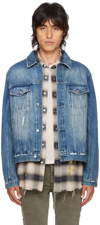 Shop Ksubi Blue Classic Denim Jacket