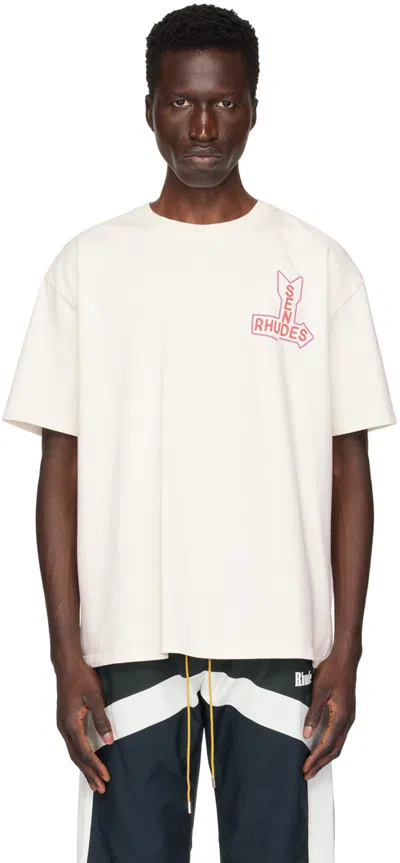 Shop Rhude Ssense Exclusive Off-white 'send S' T-shirt In Vtg White