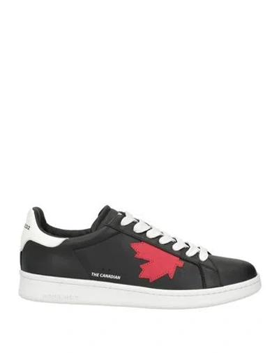 Dsquared2 Boxer Leather Low-top Sneakers In Black