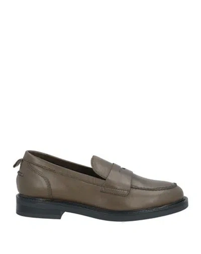 Carmens Woman Loafers Military Green Size 8 Leather In Green