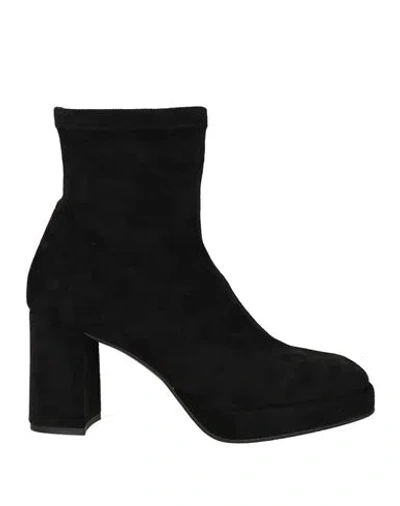 Miss Elastic Woman Ankle Boots Black Size 7 Textile Fibers In Black
