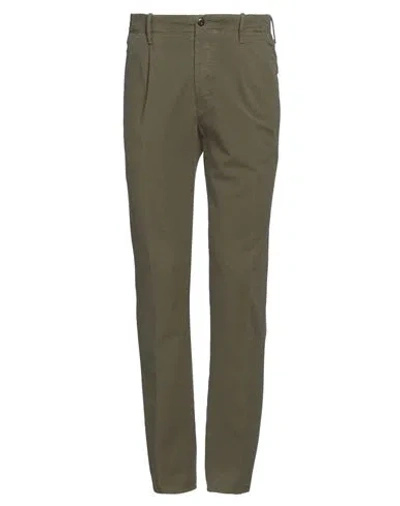 Incotex Man Pants Military Green Size 34 Cotton, Elastane In Green