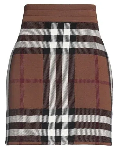 Burberry Woman Mini Skirt Brown Size M Viscose, Polyester, Polyamide, Elastane In Brown