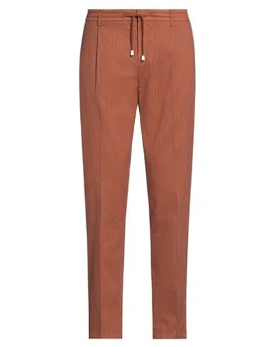 Yan Simmon Man Pants Brown Size 40 Cotton, Lycra In Brown