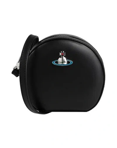Vivienne Westwood Mini Round Crossbody Woman Cross-body Bag Black Size - Lambskin In Black