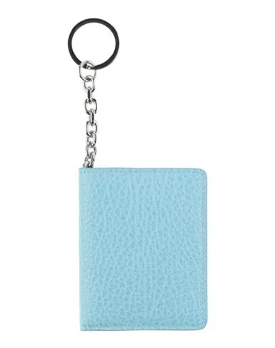 Maison Margiela Woman Document Holder Sky Blue Size - Bovine Leather In Blue