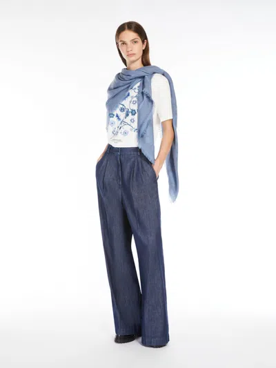 Max Mara Cotton T-shirt With Embroidered Lettering Detail In White