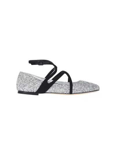 JIMMY CHOO 'ASTORIA' GLITTER BALLET FLATS 