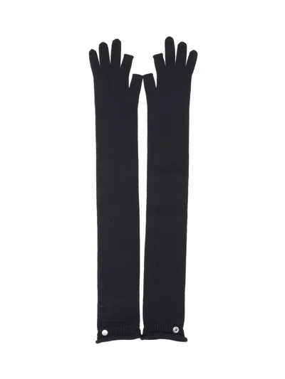 Shop Rick Owens 'sphinx' Virgin Wool Gloves In Black  