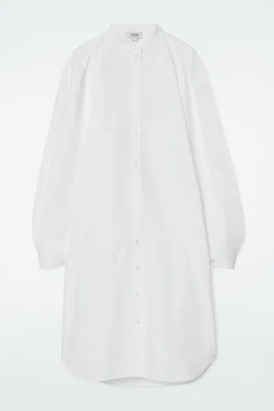 Cos Grandad-collar Midi Shirt Dress In White