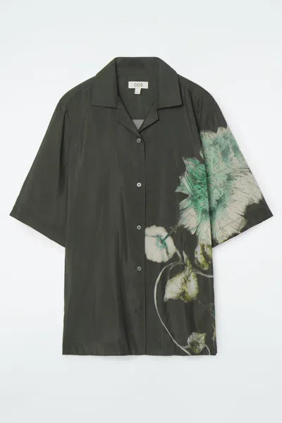 Cos Floral Resort Shirt In Grey