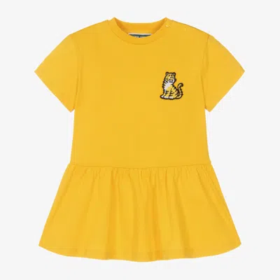 KENZO KENZO KIDS GIRLS YELLOW COTTON KOTORA TIGER DRESS 