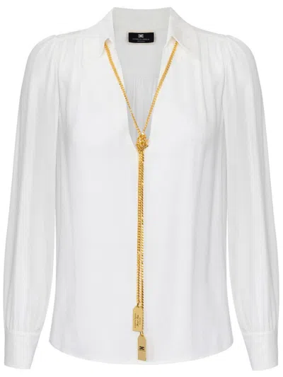 Shop Elisabetta Franchi V Neck Blouson In White