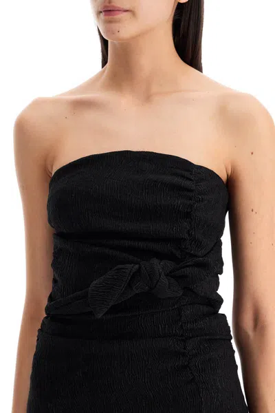 Shop Ganni Strapless Viscose Top For In Black