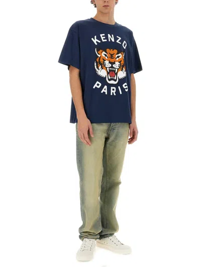 Shop Kenzo "lucky Tiger" T-shirt In Blue