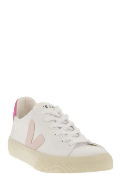 Shop Veja Chromefree Leather Trainers In White/pink