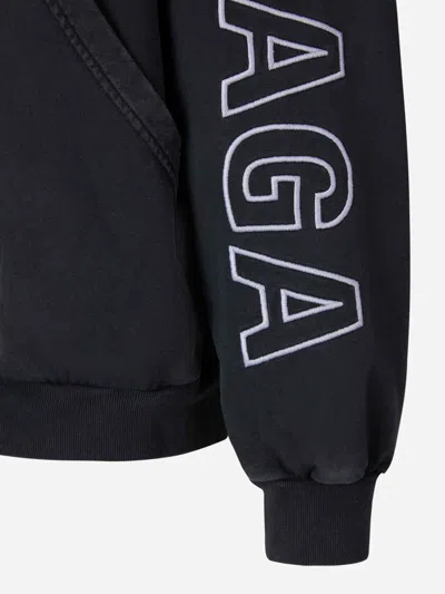 Shop Balenciaga Printed Logo Hoodie In Black