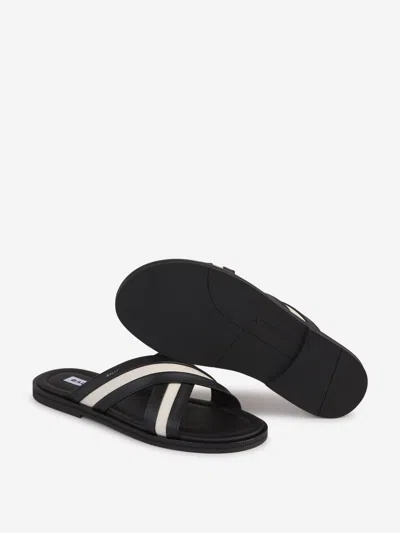 Bally Cross Strap Flat Sole Open Toe Sandals In Black