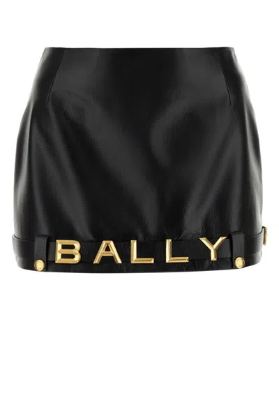 Bally Mini Skirt With Leather And Belt Detail In Black