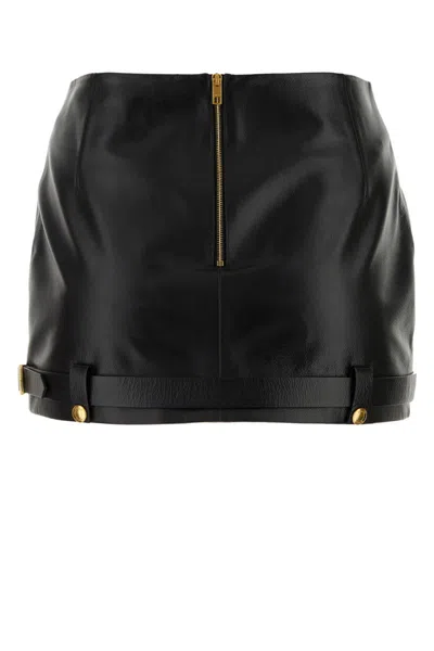 Bally Mini Skirt With Leather And Belt Detail In Black