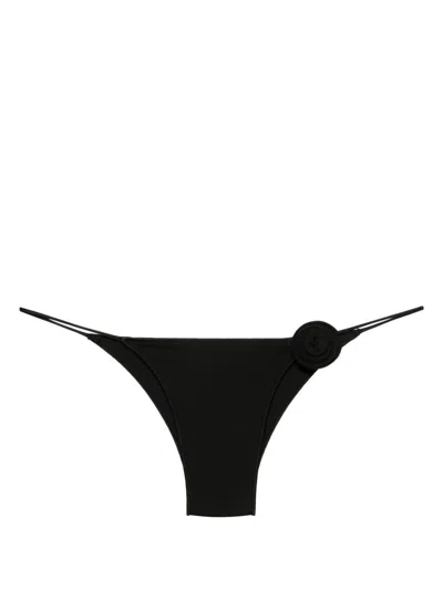 La Reveche Ashar Floral-appliqué Bikini Bottom In Black