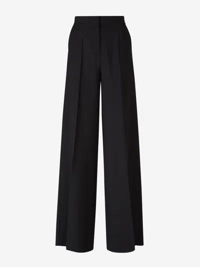 Shop Max Mara Wool Dress Trousers In Black