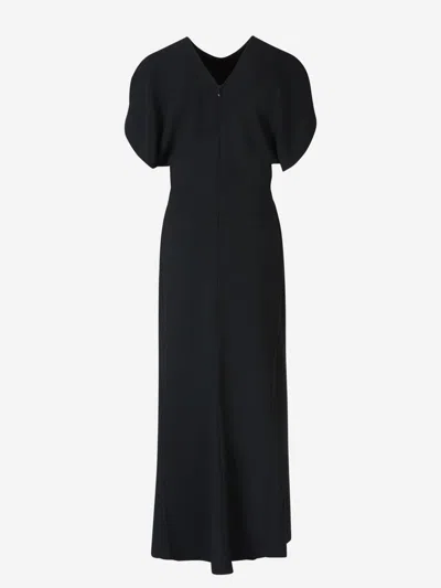 Shop Victoria Beckham Gathered Midi Dress In Ruched Front Detail