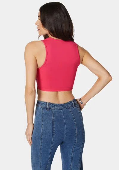 Bebe Jewel Fringe Sleeveless Knit Top In Cabaret