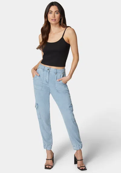 Bebe Natural Waist Utilitarian Tencel Jogger Pant In Light Blue Wash