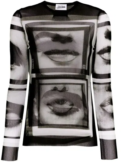 Shop Jean Paul Gaultier Tops In Black Grey White