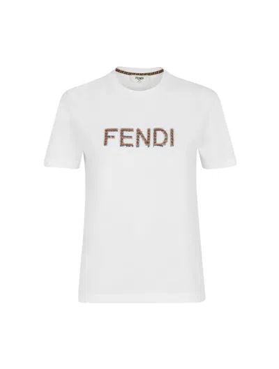 Shop Fendi White Cotton T-shirt