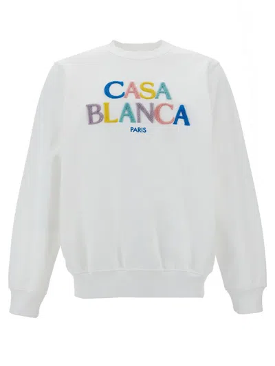 Shop Casablanca 'stacked Logo' Sweatshirt In White