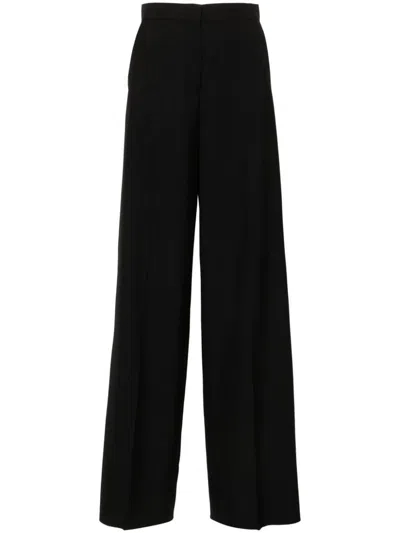 Shop Max Mara Wool Wide-leg Trousers In Black