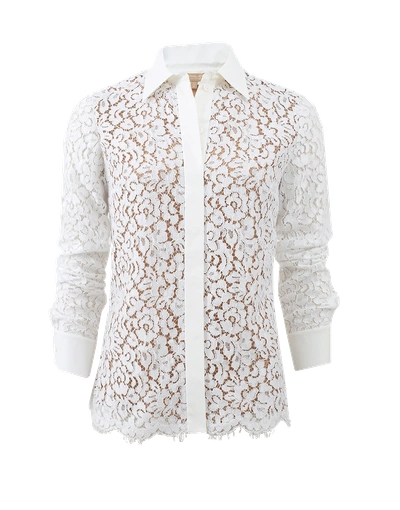 Shop Michael Kors Classic Lace Blouse In White