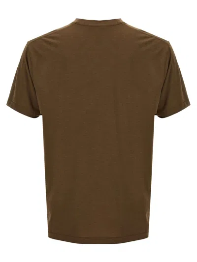 Tom Ford Military Green Crewneck T-shirt With Tf Embroidery In Lyocell And Cotton Blend Man In Green