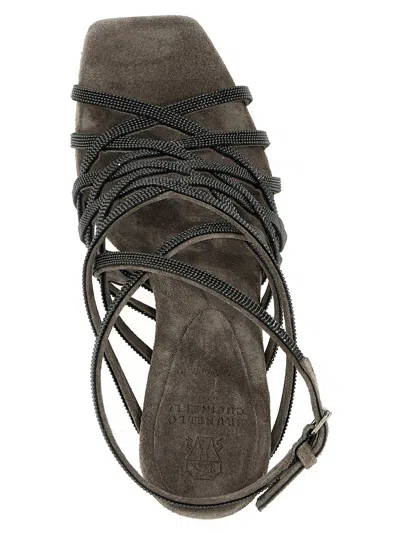 Shop Brunello Cucinelli 'monile' Sandals In Gray