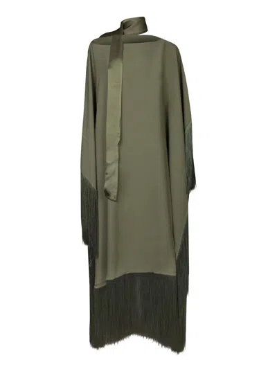 Taller Marmo Kaftan Asymmetric Neck Fringed In Green
