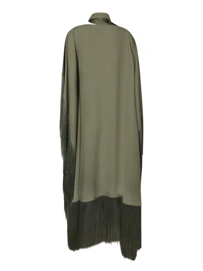 Taller Marmo Kaftan Asymmetric Neck Fringed In Green