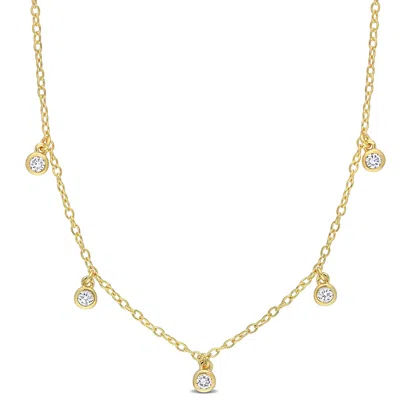 Created Forever 1/6ct Tw Lab-grown Diamond Station Necklace 18k Yellow Silver-16 In In Yellow