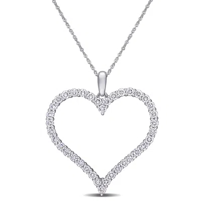 Created Forever 1 1/8ct Tw Lab-grown Diamond Open-heart Necklace 14k White Gold In White