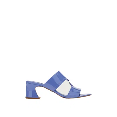 Ferragamo 55mm Leather Mules In Blue