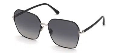 Tom Ford Claudia Ft0839 W 01d Square Polarized Sunglasses In Black