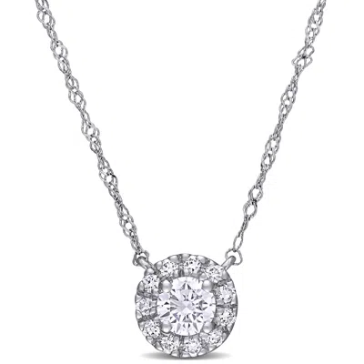 Created Forever 3/8ct Tdw Lab-grown Diamond Halo Necklace 14k White Gold In White