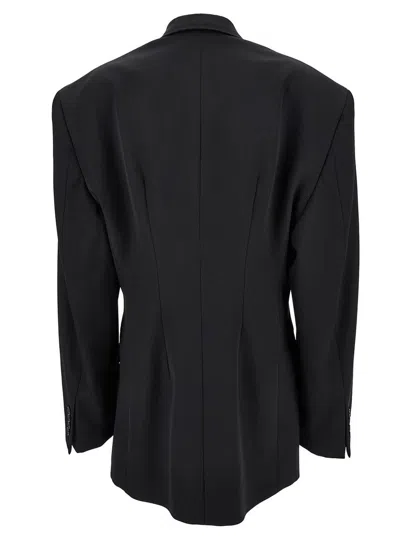 Shop Balenciaga 'barathea' Black Double-breasted Jacket With Tonal Buttons In Wool Woman